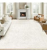 8x10 Area Rugs for Living Room: Washable Large Vintage Floral Rug Low Pile Non-Slip Boho Carpet f...