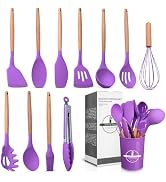 12 Pcs Purple Kitchen Utensils Set with Holder – Versatile Silicone Utensils Set for Cooking and ...