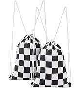 Ohocut Checkered Drawstring Backpack 2 Pack Cute Vintage Black and White Checkerboard Drawstring ...