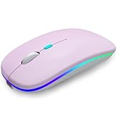 AIKOKOK Bluetooth Wireless Mouse,LED Rechargeable Silent Slim Laptop Mouse,Dual Mode(BT5.2+USB Re...