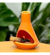 MOUGIGI Handmade Ceramic Chiminea Palo Santo Holder - Modern Medieval Incense Burner and Candlet ...