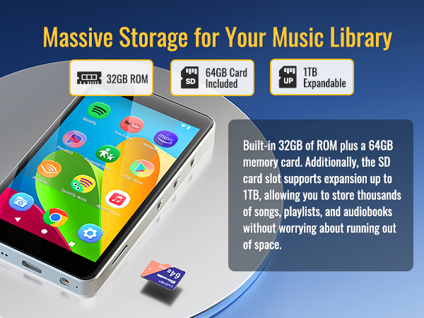 M4Pro MP3 Player for kids with Spotify