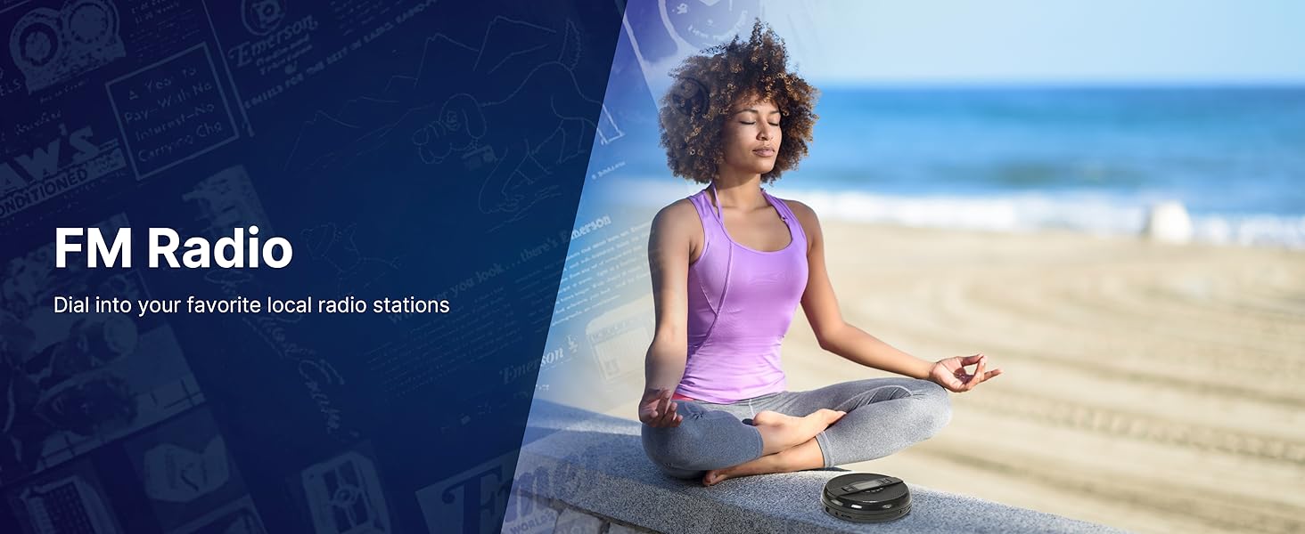 Portable Bluetooth CD Player, Audio listening device, travel, workout exercise, Wireless headphones