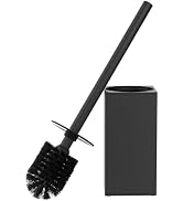FORIOUS Square Toilet Brush and Holder Set Matte Black, Heavy Duty 304 Stainless Steel Base &amp; Han...