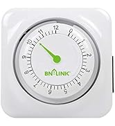 BN-LINK 12 Hour Indoor Mechanical Accurate Countdown Timer, 3-Prong Grounded Outlet, 15 Minute In...