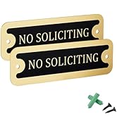 PH PandaHall 2 Pack Brass No Soliciting Sign, 5 x 1.5 inch Soliciting Door Sign Solid Brass Thank...