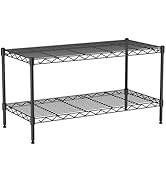 VANZBON 2-Tier Wire Shelving Unit,36" Wx18 Dx19.5 H,Wire Shelves Rack with Lockable Wheels,2 Shel...