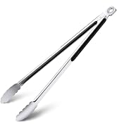Grilling Tongs - 17 Inch Extra Long Metal Tongs, Heat Resistant Stainless Steel Grill Tongs, Heav...