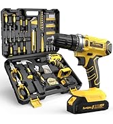 Sundpey Tool Kit with 21V Drill - 170-PCs Portable General Basic Home Repair Tool Set with Power ...