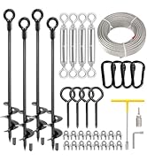 hannger 4 Pcs 30" Ground Anchors Heavy Duty Shed Anchor Kit with 3/16 Galvanized Cable &amp; Turnbuck...