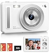 Digital Camera, FHD 1080P Point and Shoot Camera with 32GB SD Card, 2 Batteries, 16X Zoom, Anti S...