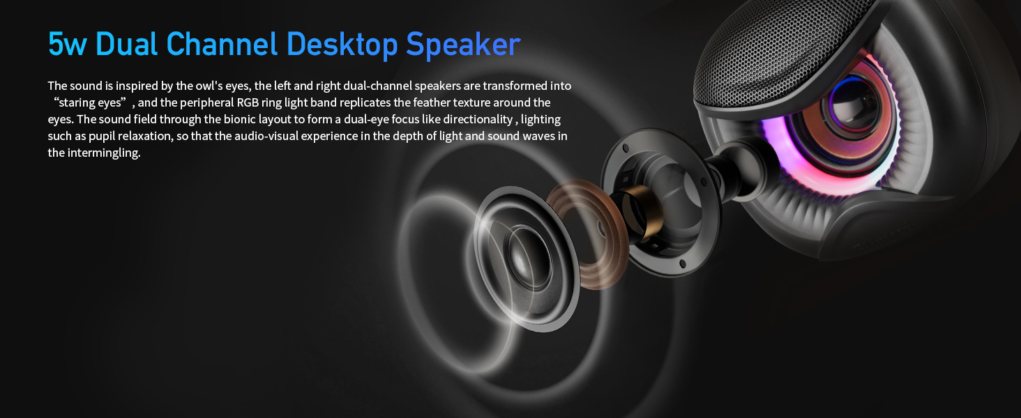 5 Watt Dual Channel Owl Computer Speakers