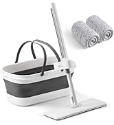 oshang Flat Mop and Collapsible Bucket OG7, Mop and Bucket for Floor Cleaning, Foldable Bucket wi...