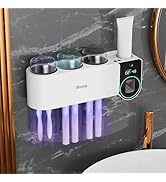iHave Toothbrush Holder with Touchless Toothpaste Dispenser &amp; UV Toothbrush Sanitizer for Bathroo...