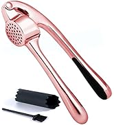 Premium Garlic Press, Garlic Mincer Set of 3 with Silicone Roller Peeler &amp; Cleaning Brush - Rose ...