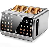 4 Slice Toaster Wide Slot– Dual Digital TouchScreen &amp; Independent Control Panel | Single Slot Toa...