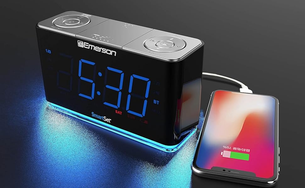 CKS1507 SMARTSET PLL RADIO ALARM CLOCK WITH 1.4” BLUE LED, BLUETOOTH SPEAKER and NIGHT LIGHT 
