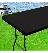 homing 6 Foot Rectangle Elastic Fitted Tablecloth, Waterproof Fabric Table Cover, Washable Polyes...