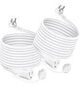 10FT Outdoor Weatherproof Power Extension Cord - White Low Profile Flat Plug 3Prong Extension Cor...