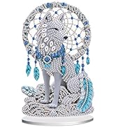 JISHSHAY Diamond Art Tabletop Decorations Diamond Painting Tabletop Decorations Wolf Dreamcatcher