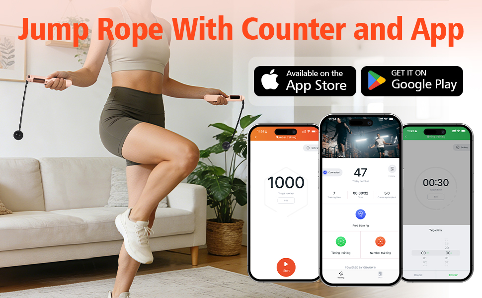 Pink Jump Rope With Counter and App