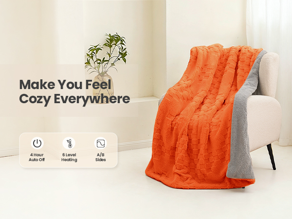 heated electric blanket throw heating fluffy twin queen full size warm sherpa flannel flecee 50x60