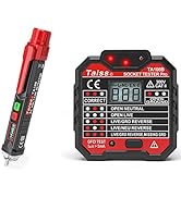 Taiss Non-Contact Voltage Tester Pen with LED Flashlight and GFCI Outlet Tester with Voltage Disp...