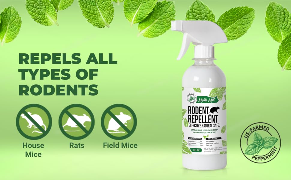 Repels all types of rodents house mice, field mice, rats