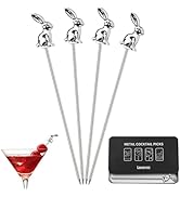4PCS Metal Cocktail Picks for Drinks, Unique Stainless Steel Martini Picks, Reusable 4.3” Skewers...