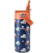 KEWIXY 14 oz Water Bottle with Straw, Easy Slide Lid, Leak Proof, Keep Cold 24H, Vacuum Insulated...