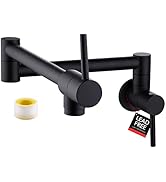 KES Pot Filler Folding Kitchen Faucet Brass Double Joint Swing Arm Sink Faucet Articulating Wall ...