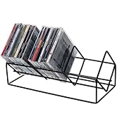 MyGift 3 Slot Modern Matte Black Metal Wire CD Storage Stand, Tabletop Compact Disc Holder Shelf,...