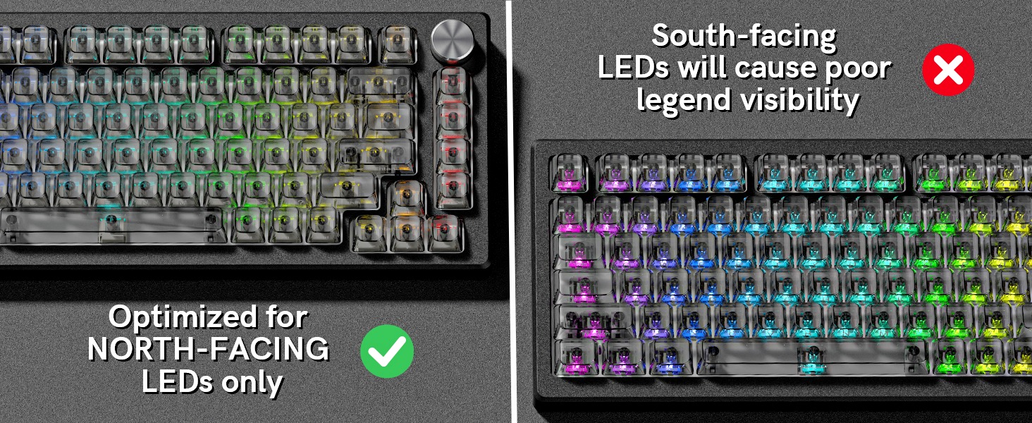 Grey Clear keycaps,Transparent keycaps,Ceramic Jelly Key caps,Shine Through keycap Side Printed