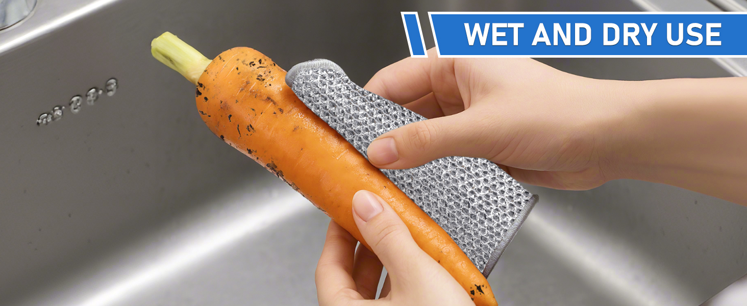 wire dishwashing rags for wet and dry