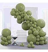 PartyWoo Sage Green Balloons, 140 pcs Retro Green Balloons Different Sizes Pack of 18 Inch 12 Inc...