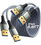 AINOPE USB to USB Cable, 6.6FT*2Pack USB 3.0 A to A Male to Male Cable [Never Rupture] Double End...
