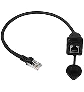 CERRXIAN 35cm RJ45 Male to Female Cat5 5e 6 Waterproof Panel Mount LAN Network Ethernet Extension...