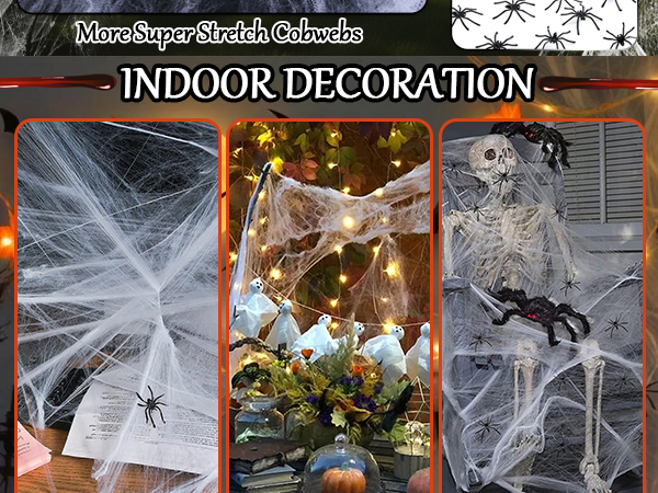 Halloween Spider Webs Fake Bats Fake Spiders