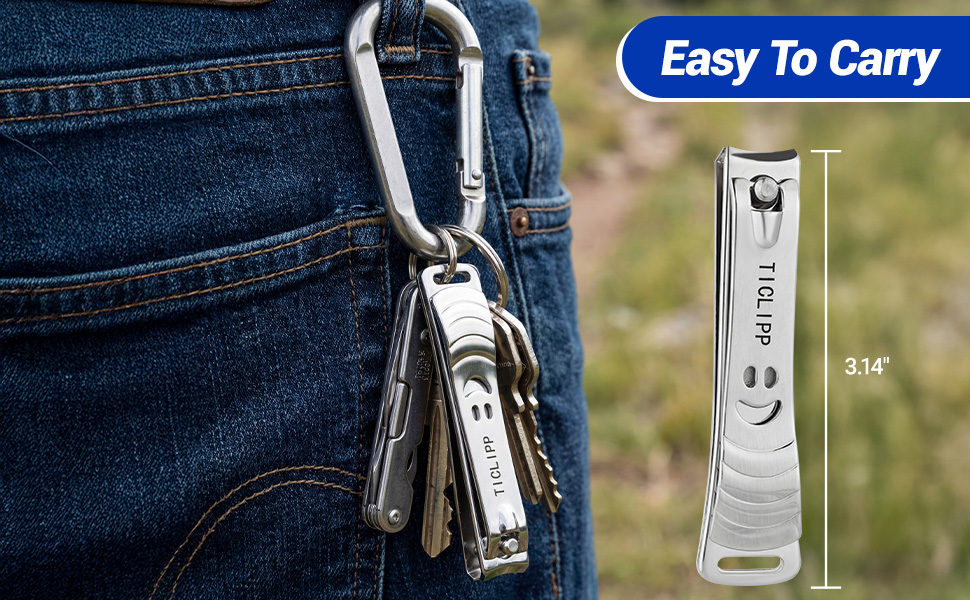 Compact nail clipper on a keychain, easy to carry anywhere.