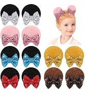 12Pcs Baby Girl Clips Mouse Ears Clips Bows with Sequin Polka Dot Bow Baby Hair Clips Bows for Girls