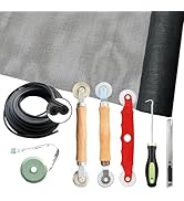 Sliding Screen Door &amp; Window Screen Replacement Kit, 48"x118" Black Fiberglass Screen Mesh with S...