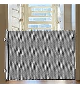 Cat Dog Gate Indoor Retractable Pet Gate for Stairs No Drilling Antis Fence, PVC Dog Gates for Do...