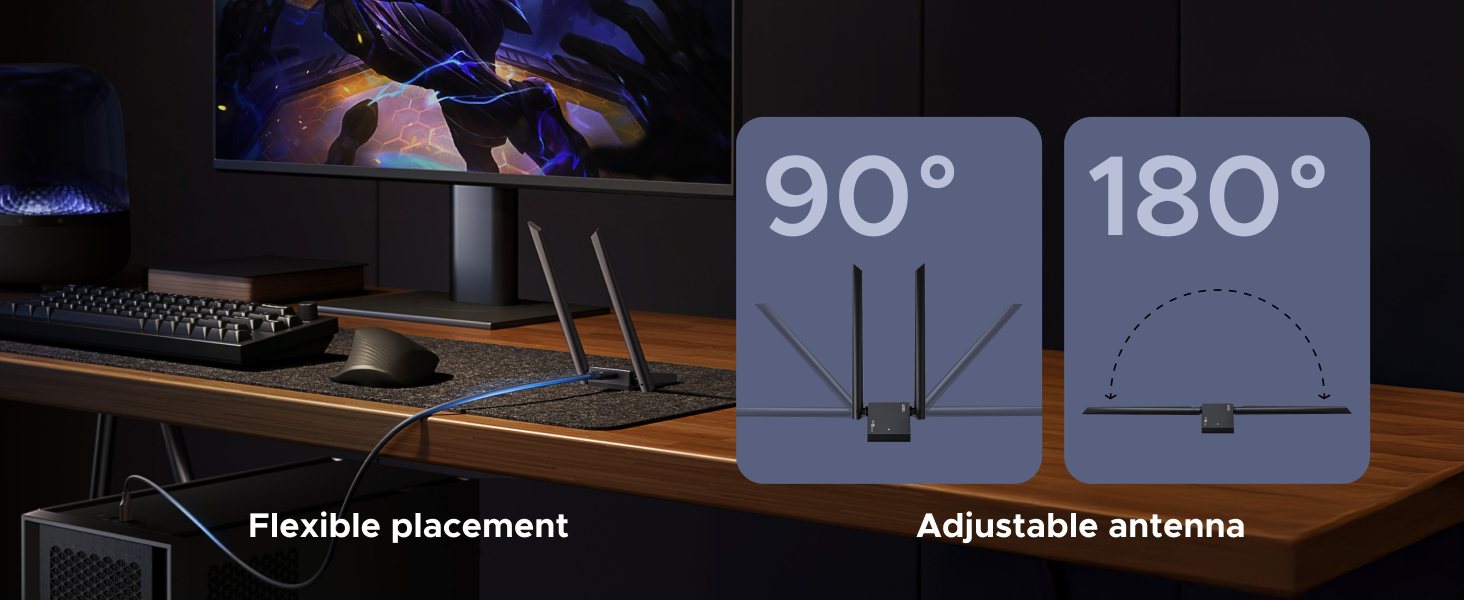 usb wifi adapter dual-band laptop wide range windows internet adaptor wlan adapter