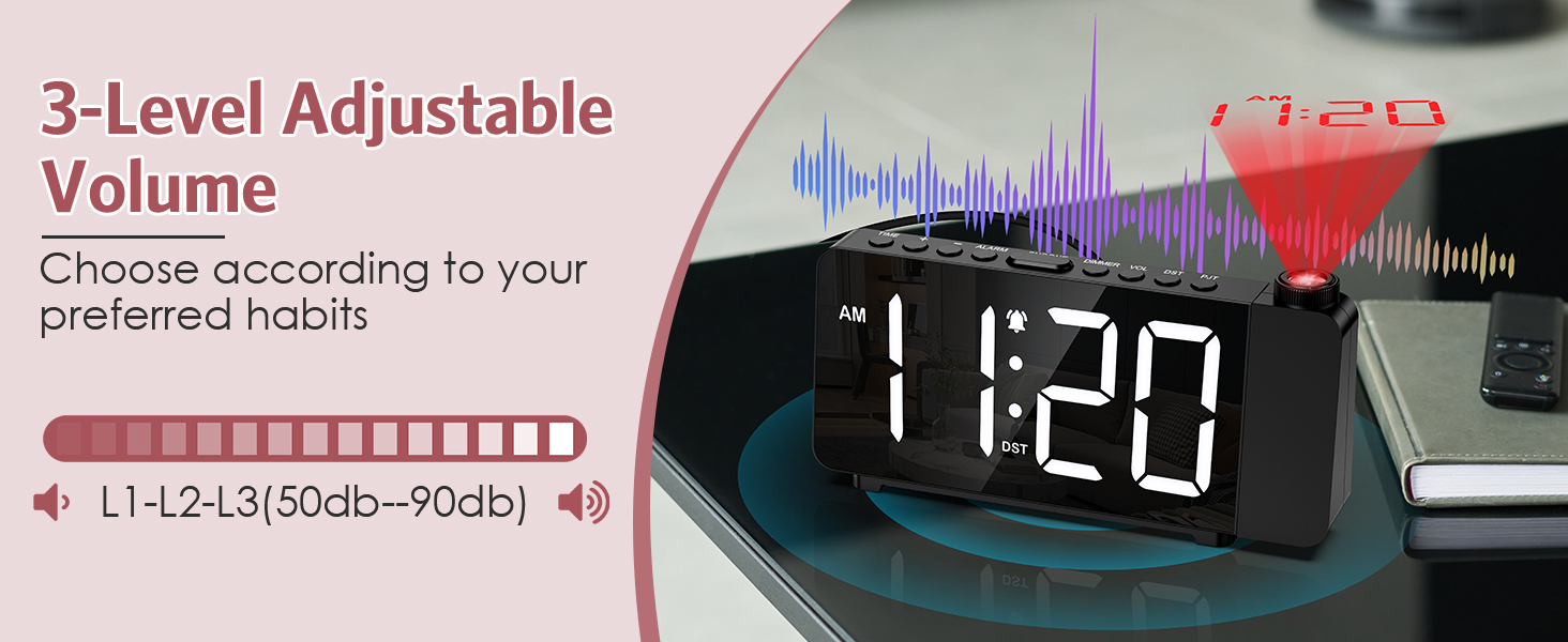 Projection Alarm Clock for Bedroom, Digital Alarm Clock