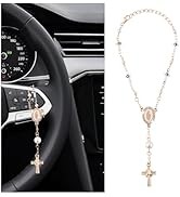 Cross for Car Steering Wheel Rosary Charm,Unique Cross for Car Mirror Hanging Accessories as Deco...