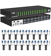 MT-VIKI IP KVM Switch 16 Port, Rackmount KVM Console Over IP, 1 Local &amp; Remote Access, Support Ho...