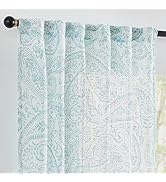 JINCHAN Sheer Curtains for Living Room 84 Inch Length 2 Panels Paisley Scroll Print Curtains for ...