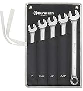 DURATECH Long Pattern Combination Wrench Set, SAE, 5-Piece, 1" to 1-1/4", 12 Point, CR-V Steel, w...