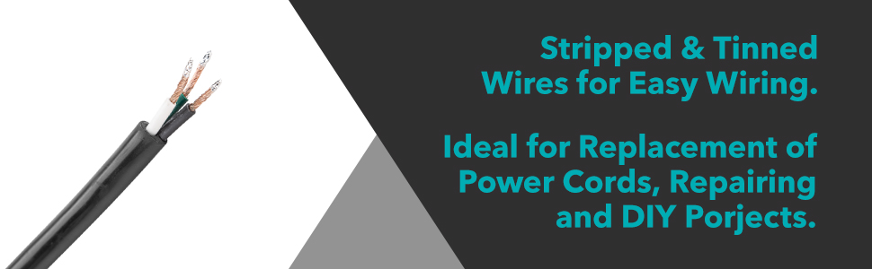 Clear Power 10 ft 3-Wire Heavy Duty Power Cord, Replacement Cord 14/3 SJT