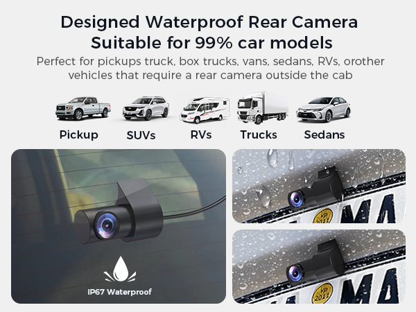 Designed Waterproof Rear Camera Suitablefor 99% car models dash cam